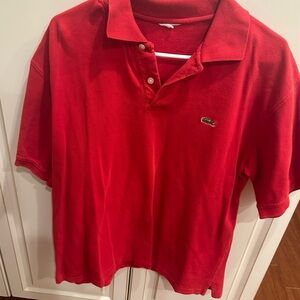 Lacoste Red Polo Shirt Size 8 Men’s Large Classic Crocodile Logo Cotton